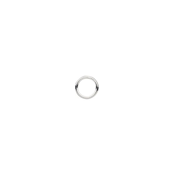Jump ring, sterling silver, 6mm soldered round, 4.4mm inside diameter, 20 gauge. Sold per pkg of 20. image number 0