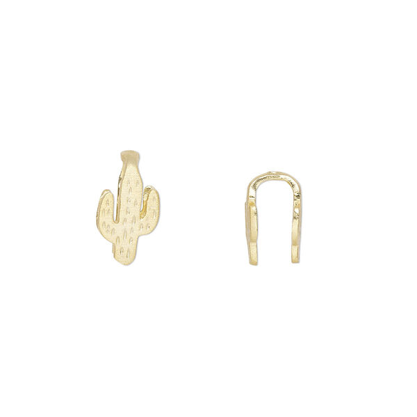 Bail, Amoracast®, "vermeil", 10x5.5mm Arizona cactus, 8mm grip length. Sold individually. image number 0