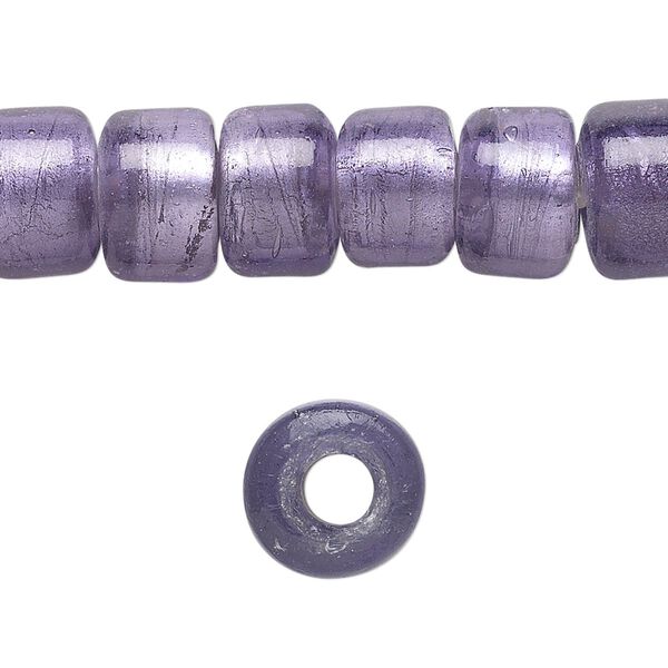Bead, lampworked glass, semitransparent purple with fine silver foil, 12x8mm crow. Sold per 15-1/2" to 16" strand. image number 0
