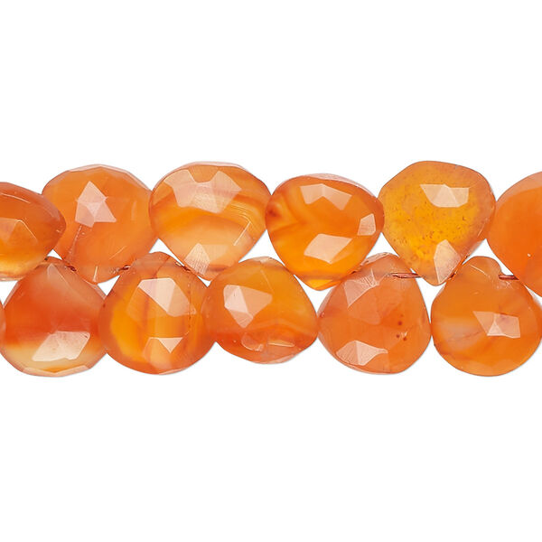 Carnelian 1pkg1, hand-cut top-drilled faceted puffed teardrop bead 8 inch 9x8mm-11x10mm image number 0