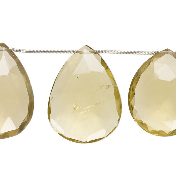 Golden quartz 1pkg8, hand-cut top-drilled faceted puffed teardrop bead 26x19mm-33x15mm image number 0
