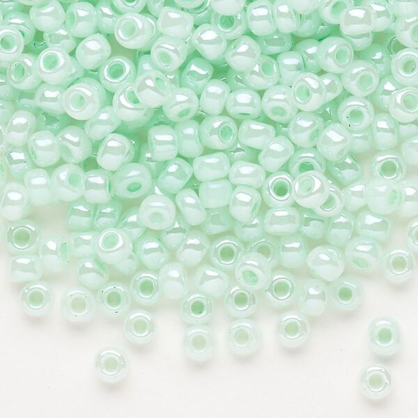Seed bead, Dyna-Mites™, glass, opaque ceylon pastel sea foam, #6 round. Sold per 1/2 kilogram pkg. image number 0