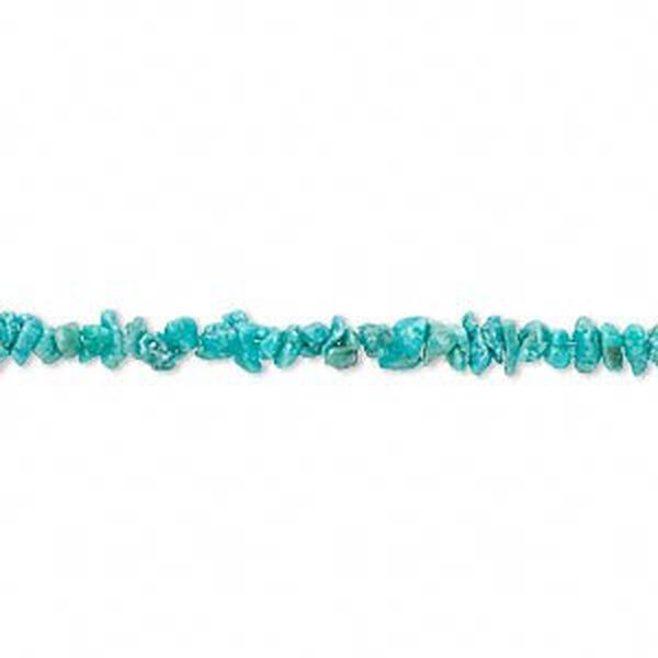 Bead, turquoise (dyed / stabilized), blue-green, mini chip, B grade, Mohs hardness 5 to 6. Sold per 15-1/2" to 16" strand. image number 0