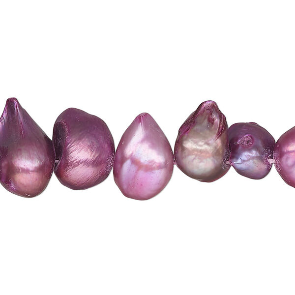 Pearl, cultured freshwater (dyed), elderberry, 12x8mm-21x11mm top-drilled baroque, D grade, Mohs hardness 2-1/2 to 4. Sold per 15" to 16" strand. image number 0