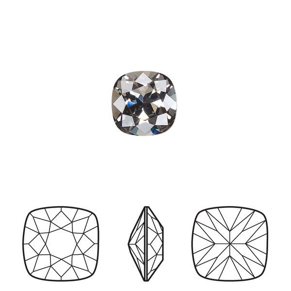 Fancy stone 2pk black diamond foil back, Crystal Passions® 10mm cushion 4470 image number 0