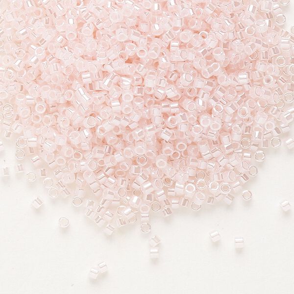 Seed bead, Delica®, glass, pkg/7.5g, #11 round, opaque inside dyed color luster baby pink (DB-0234). image number 0