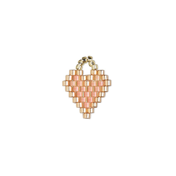 Drop, Creative Touch, glass, salmon / copper / light gold, 12mm double-sided heart. Sold individually. image number 0