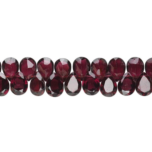 Garnet 1pkg1, hand-cut top-drilled faceted flat teardrop bead natural 15.5-16 inch 7x4mm-9x5mm image number 0