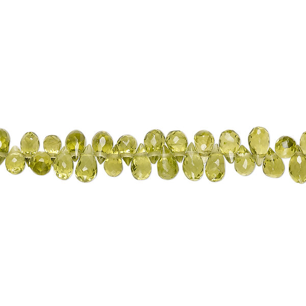 Peridot 1pkg1, hand-cut top-drilled faceted teardrop bead natural 8 inch 4x3mm-7x4mm image number 0