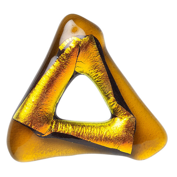 Focal, Paula Radke, dichroic glass, amber / orange / black, 41x41x40mm open triangle. Sold individually. image number 0