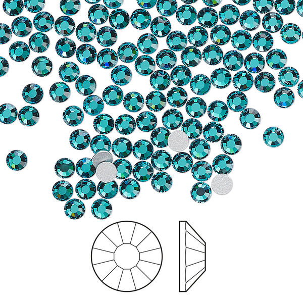 Flat back 1440pk blue zircon foil back, Preciosa Viva 12® Czech crystal rhinestone 3-3.2mm chaton rose round SS12 image number 0