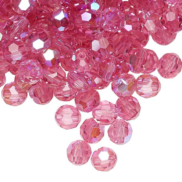 Bead 144pk rose AB, Preciosa Czech crystal 6mm round image number 0