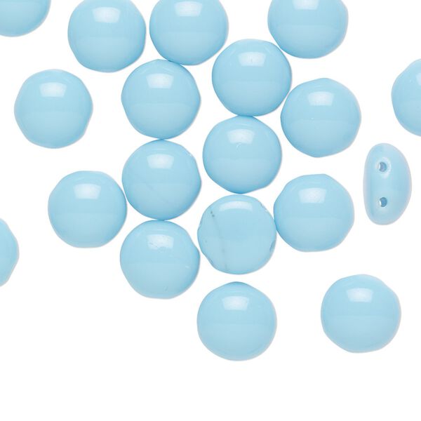 Bead, Preciosa Candy™, Czech pressed glass, opaque baby blue, 8mm candy with (2) 0.8-0.9mm holes. Sold per pkg of 20. image number 0
