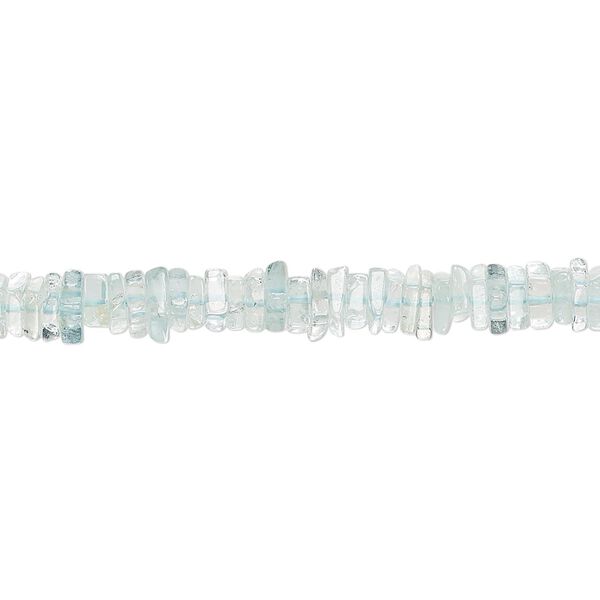 Bead, aquamarine (heated), 4x1mm-5x2mm hand-cut square rondelle, B grade, Mohs hardness 7-1/2 to 8. Sold per 8-inch strand, approximately 95-150 beads. image number 0