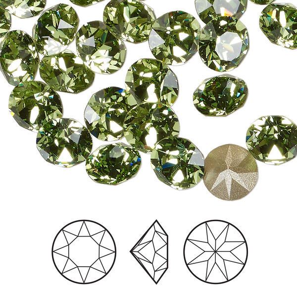 Chaton 144pk peridot foil back, Swarovski® ReCreated™ 8.16-8.41mm round SS39 1088 image number 0