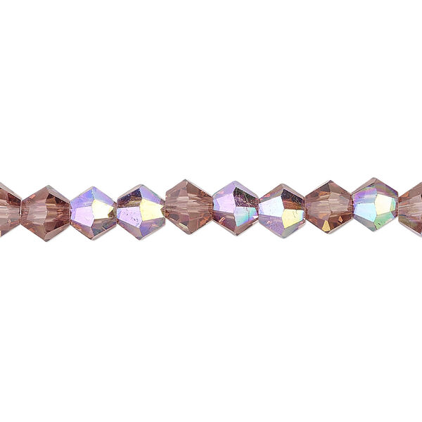 Bead 1pk transparent medium purple AB, Celestial Crystal® 6mm bicone 15.5-16 inch image number 0