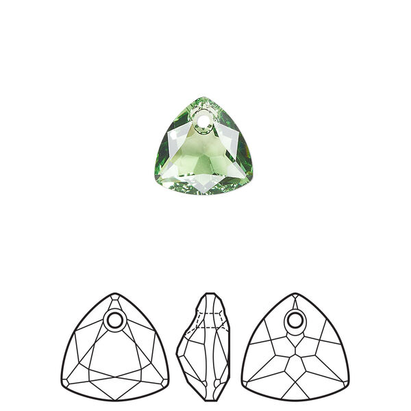 Drop 48pk peridot, Swarovski® ReCreated™ 10.5mm pendant trilliant cut 6434 image number 0