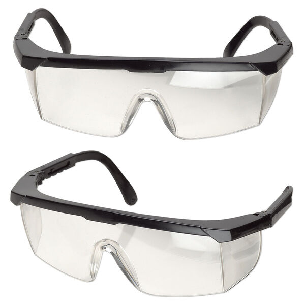 Safety glasses, fits over regular eyeglasses, polycarbonate and nylon, clear and black, anti-fog and scratch-resistant. Sold individually. image number 0