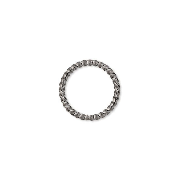 Jump ring, gunmetal-plated brass, 15mm twisted round, 12.6mm inside diameter, 16 gauge. Sold per pkg of 100. image number 0