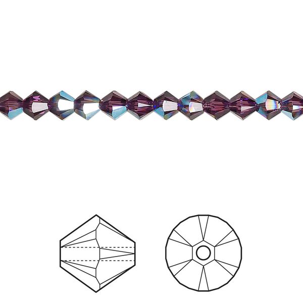 Bead 48pk amethyst shimmer, Crystal Passions® 4mm bicone 5328 image number 0