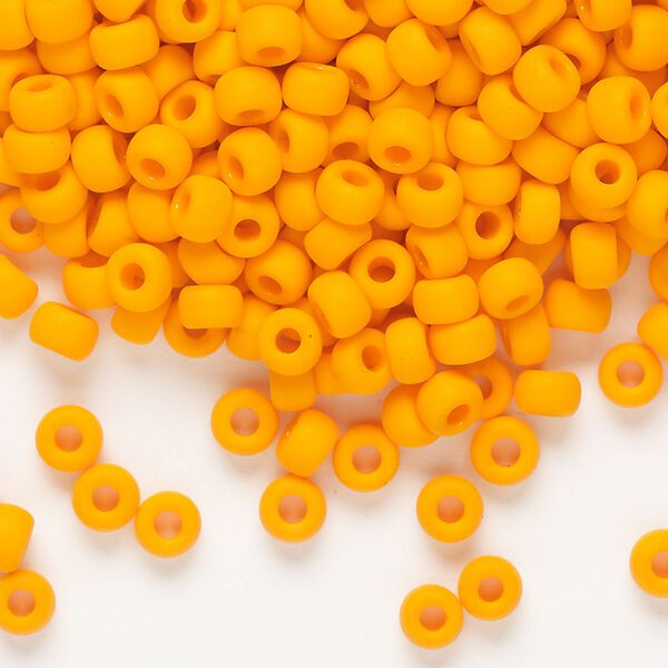 Seed bead, Miyuki, glass, pkg/250g, #6 rocaille, opaque matte mandarin orange (RR-405F). image number 0