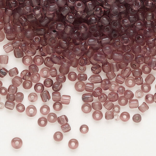 Seed bead, glass, pkg/50g, #8 round, translucent amethyst. image number 0