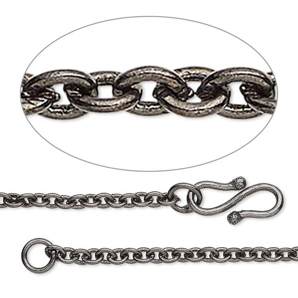 Chain, gunmetal-plated brass, 2.5mm cable, 36 inches. Sold individually. image number 0