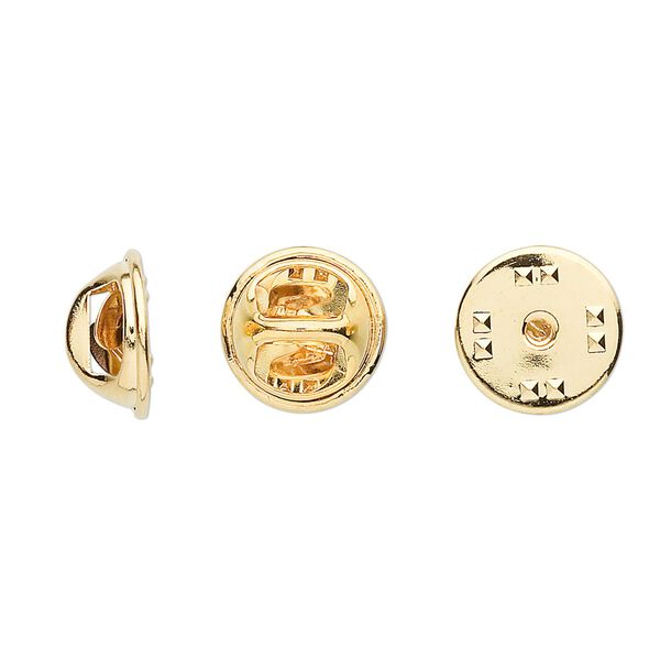 Tie tac clutch, gold-plated brass, 11.5x6.5mm squeeze style. Sold per pkg of 100. image number 0