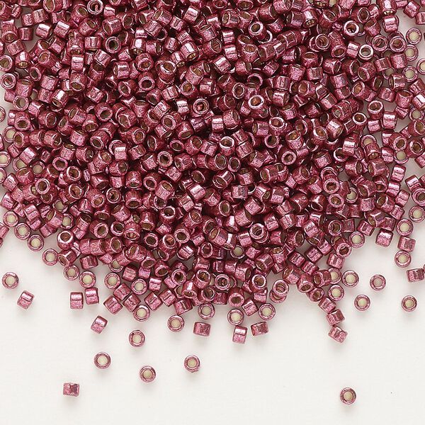 Seed bead, Delica®, glass, pkg/7.5g, #11 round, Duracoat® opaque galvanized magenta (DB-1849). image number 0