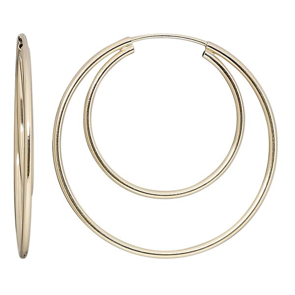Earring hoop 1pkg2 14Kt gold-filled, 34mm double / endless loop, 21 gauge 1 pair image number 0