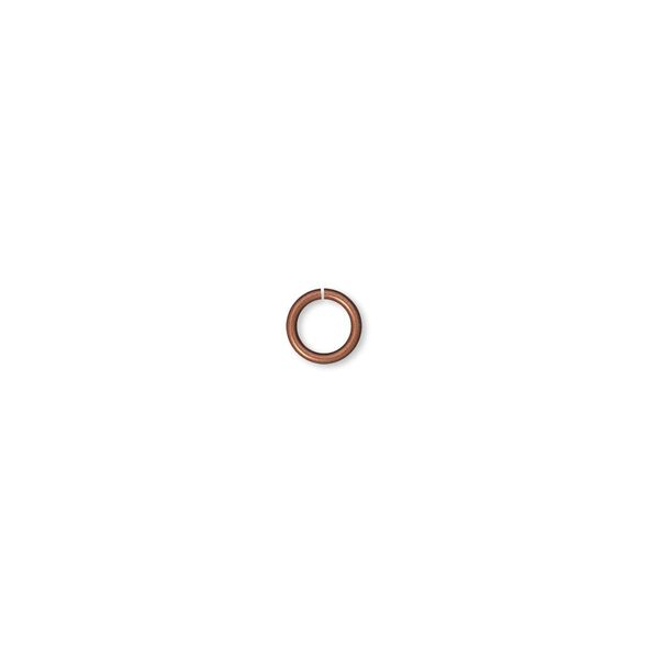 Jump ring, antique copper-plated brass, 5mm round, 3.6mm inside diameter, 22 gauge. Sold per pkg of 1,000. image number 0