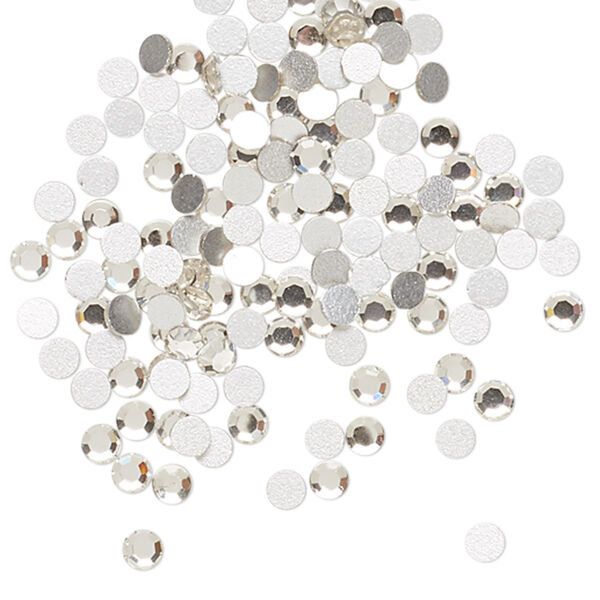 Flat back, Czech glass, clear, 3-3.2mm faceted round, SS12. Sold per pkg of 144 (1 gross). image number 0