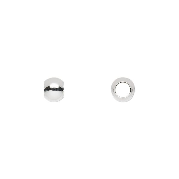 Bead, sterling silver, 6mm round, 3.5mm hole. Sold per pkg of 2. image number 0