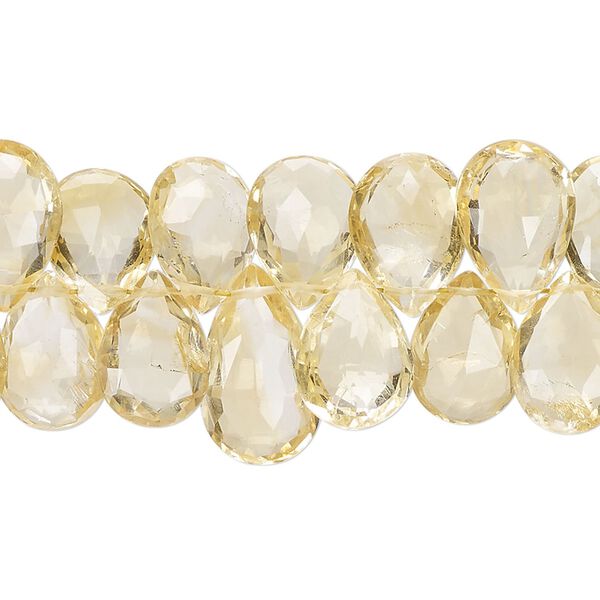 Citrine 1pkg1, hand-cut top-drilled faceted puffed teardrop bead 8 inch graduated 10x8mm-15x10mm image number 0
