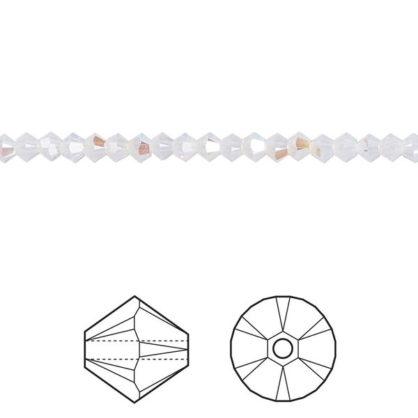 Bead 48pk white opal shimmer, Crystal Passions® 3mm bicone 5328 image number 0