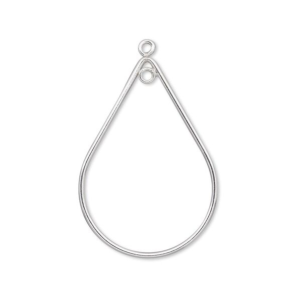 Focal, sterling silver-filled, 30x20mm open teardrop with 2 loops. Sold individually. image number 0