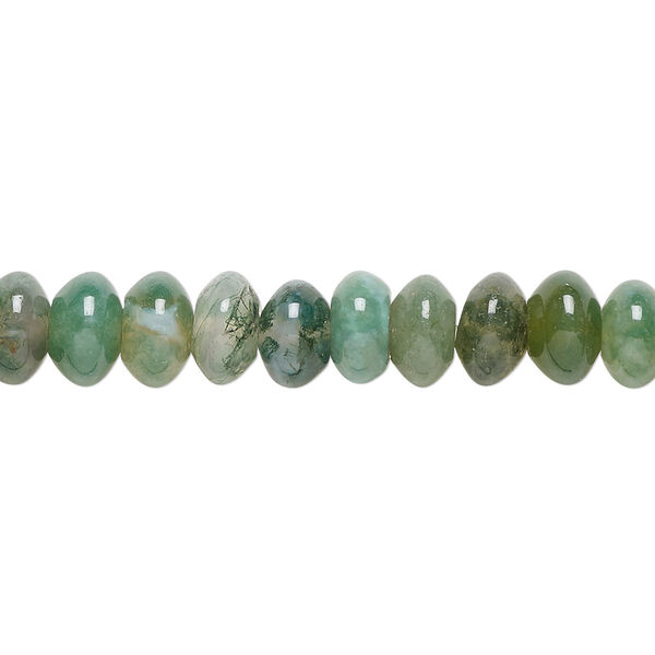 Moss agate 1pkg1, rondelle bead natural B grade, 15.5-16 inch 8x5mm image number 0