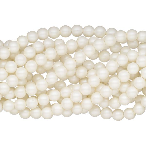Bead, acrylic pearl, cream, 8mm round. Sold per line to the package size. Approximately 300 beads. image number 0