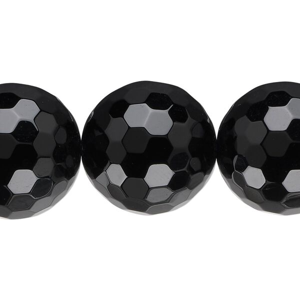 Black onyx 1pkg1, faceted round bead 15.5-16 inch 20mm image number 0