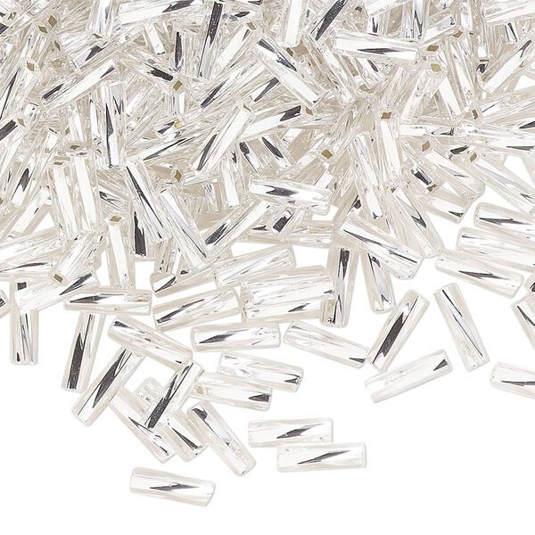 Bead, Preciosa Ornela Czech glass, bugle bead, pkg/500g, 1/4 inch twisted, silver-lined transparent clear, (78102). image number 0