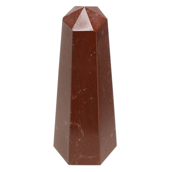 Red jasper 1pkg1, hand-cut undrilled 6-sided point tower gift natural 2.75x0.75 to 3x1 inch image number 0
