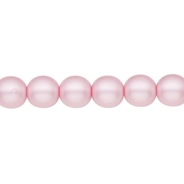 Bead, Czech pearl-coated glass druk, opaque matte light pink, 8mm round. Sold per 15-1/2" to 16" strand. image number 0