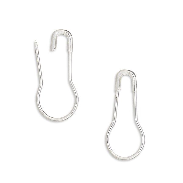 Bail, silver-finished brass, 22x10mm safety pin with 16mm grip length. Sold per pkg of 50. image number 0
