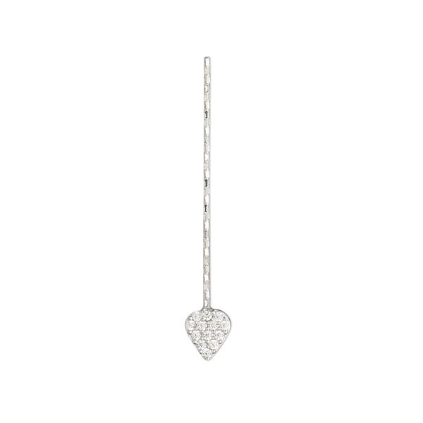 Paddle pin, cubic zirconia and rhodium-plated sterling silver, clear, 1-inch diamond-cut twisted with 5.5x5mm teardrop, 22 gauge. Sold individually. image number 0