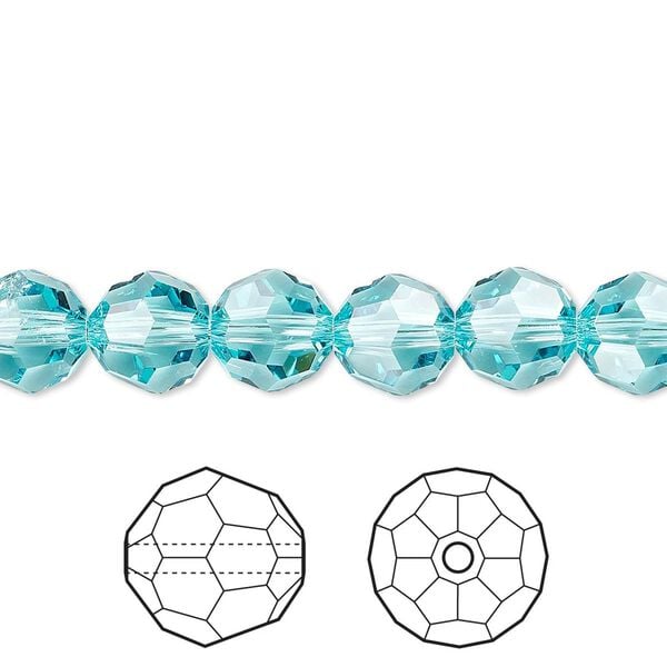 Bead 144pk light turquoise, Crystal Passions® 8mm round 5000 image number 0