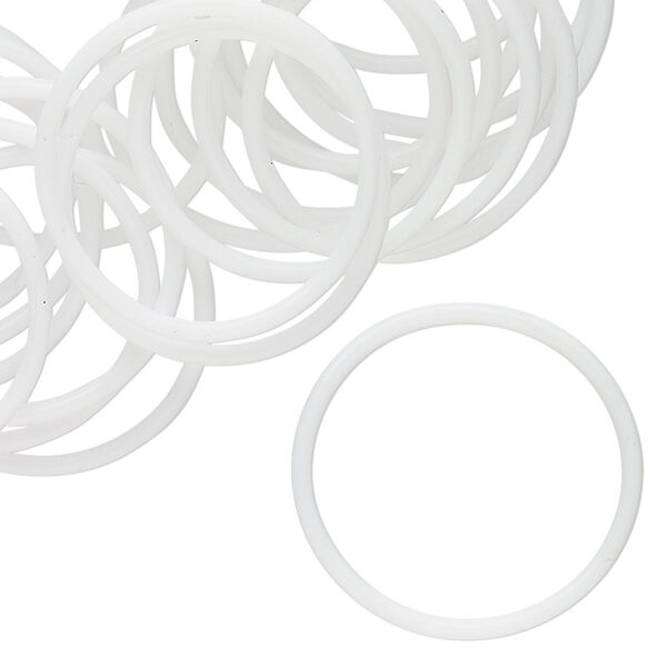 Component, Oh! Ring™, silicone, white, 25mm round. Sold per pkg of 50. image number 0