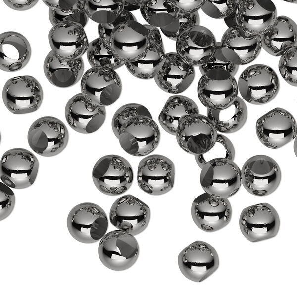 Bead, gunmetal-plated brass, 6mm round. Sold per pkg of 100. image number 0