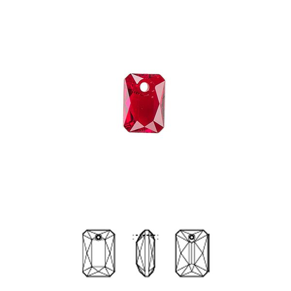 Drop 4pk Siam, Crystal Passions® 9x6mm pendant emerald cut 6435 image number 0