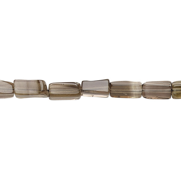 Smoky quartz 1pkg1, hand-cut square tube bead 13 inch 7x3mm-9x5mm image number 0