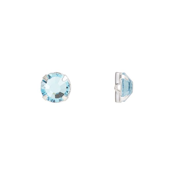 Bead 12pk rose montees aquamarine silver plate, Preciosa Czech crystal 6.32-6.5mm round SS30 image number 0